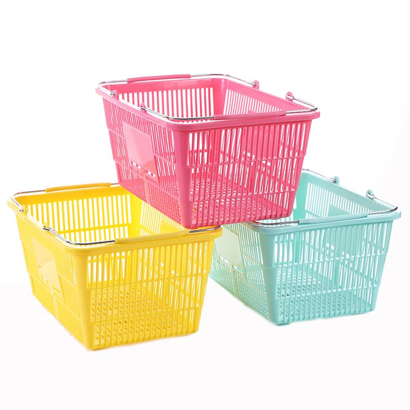 Plastic Shopping Basket with Iron Handle