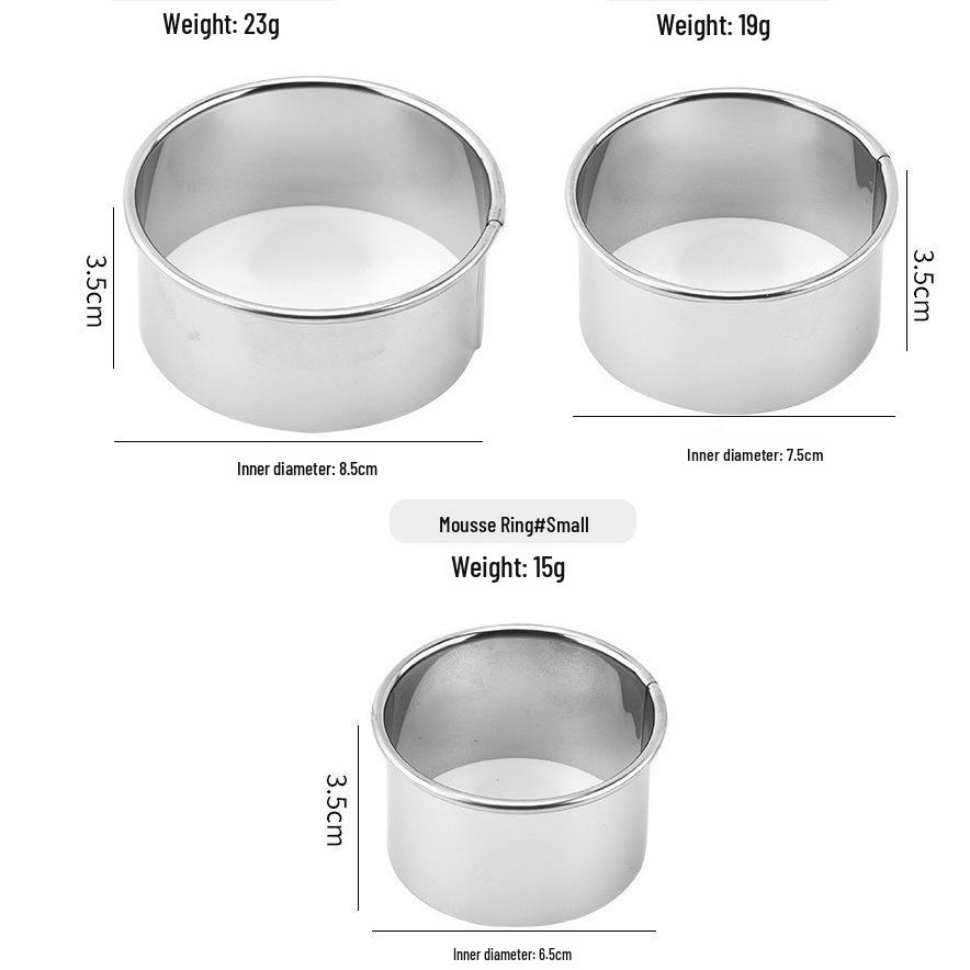 Stainless Steel Mousse Ring Cake and Dumpling Cutting Mold, Biscuit Mold, Kitchen Baking Tool.