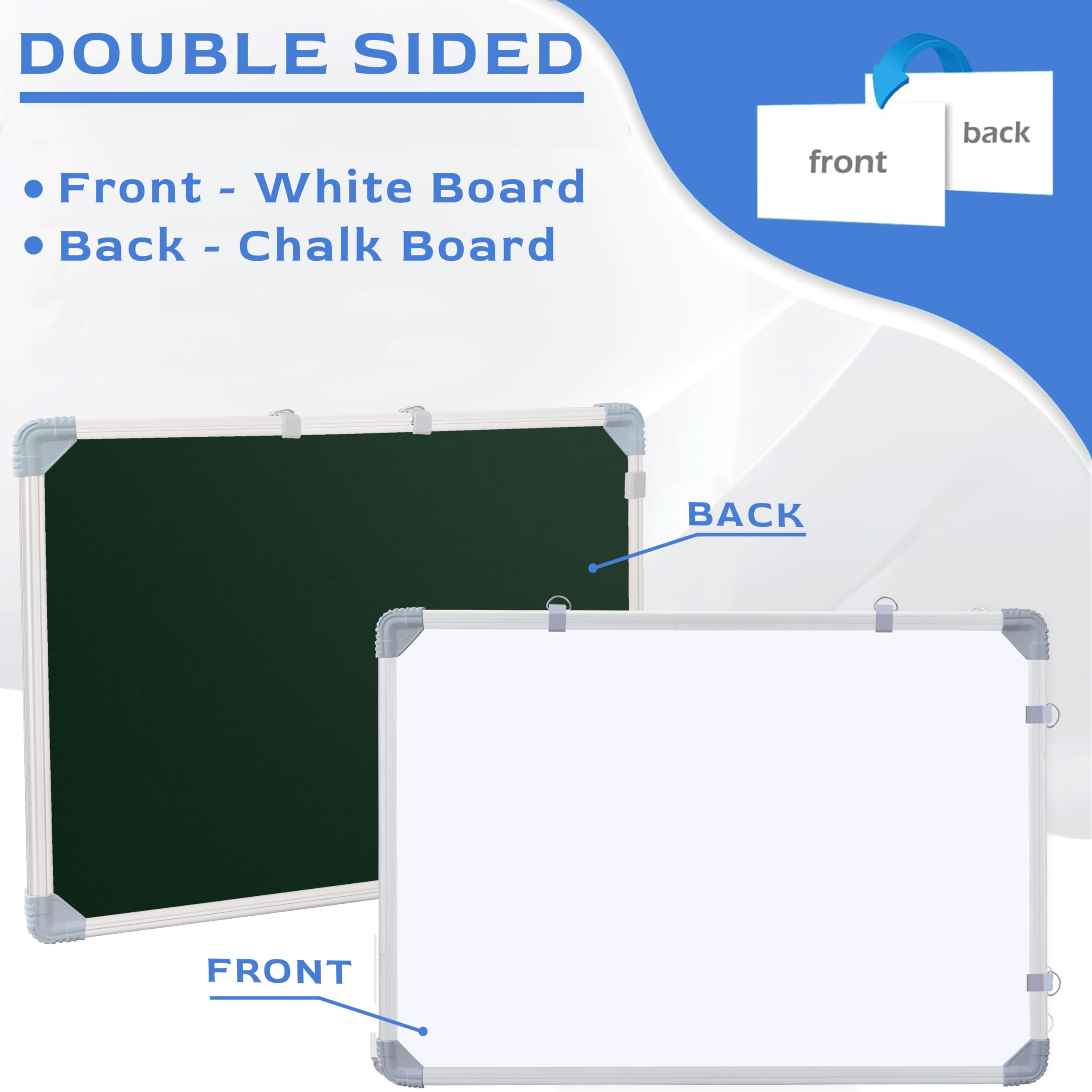 Eduway 2X2 Feet Non-Magnetic Double-Sided Whiteboard And Chalkboard Combo With 1 Marker And 1 Duster | Ideal Use For Hom 59x59 cm белый