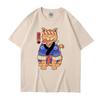 Japanese Harajuku Samurai Sword Cat T-Shirt Men Women Casual Tee Clothes Cotton Summer Tops Breathable T-Shirts