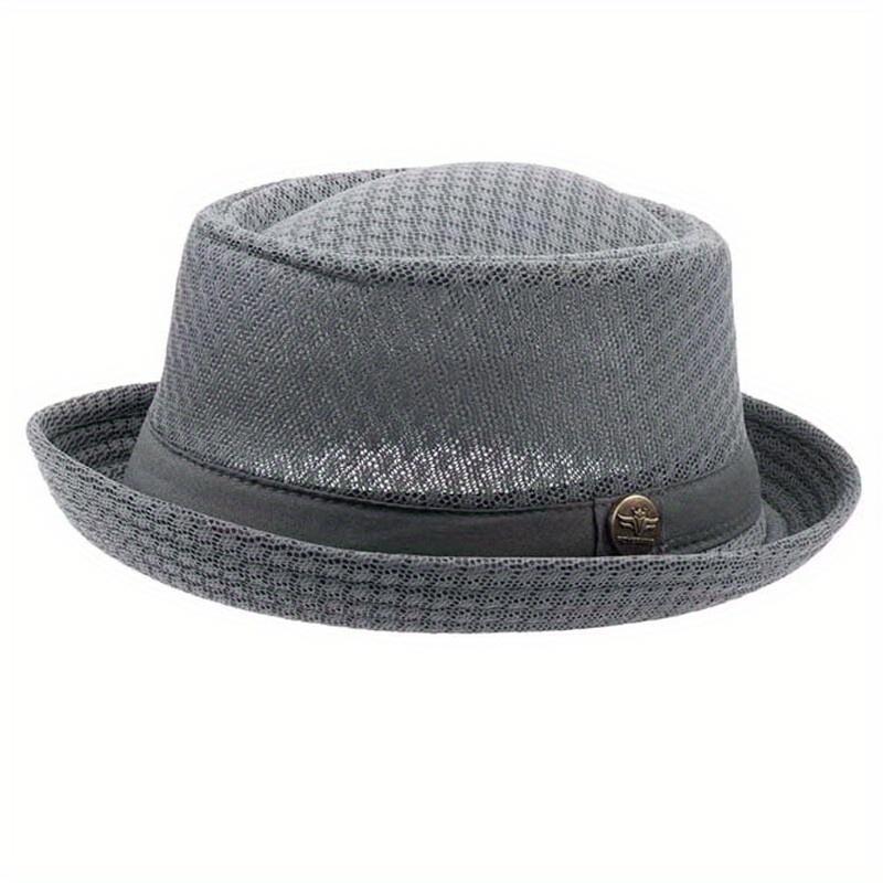 1 шт. Летняя сетчатая шляпа от солнца Мужская Женская Дышащая сетчатая шляпа федора Джазовая кепка Панама Шляпы федора Женская мода Мужские аксессуары Панама Сетчатая шляпа серый