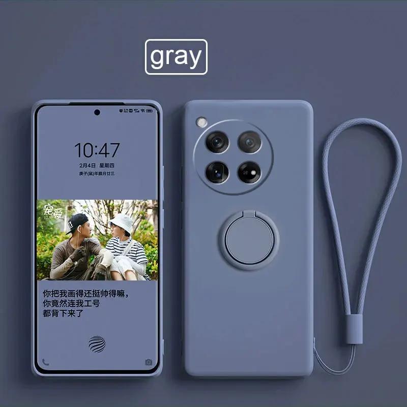 Case for OnePlus 13 12 Cases Liquid Silicone Ring Stand Phone Shell Coque for OnePlus 1+12 13 Cover ShockproofBumper Back Funda