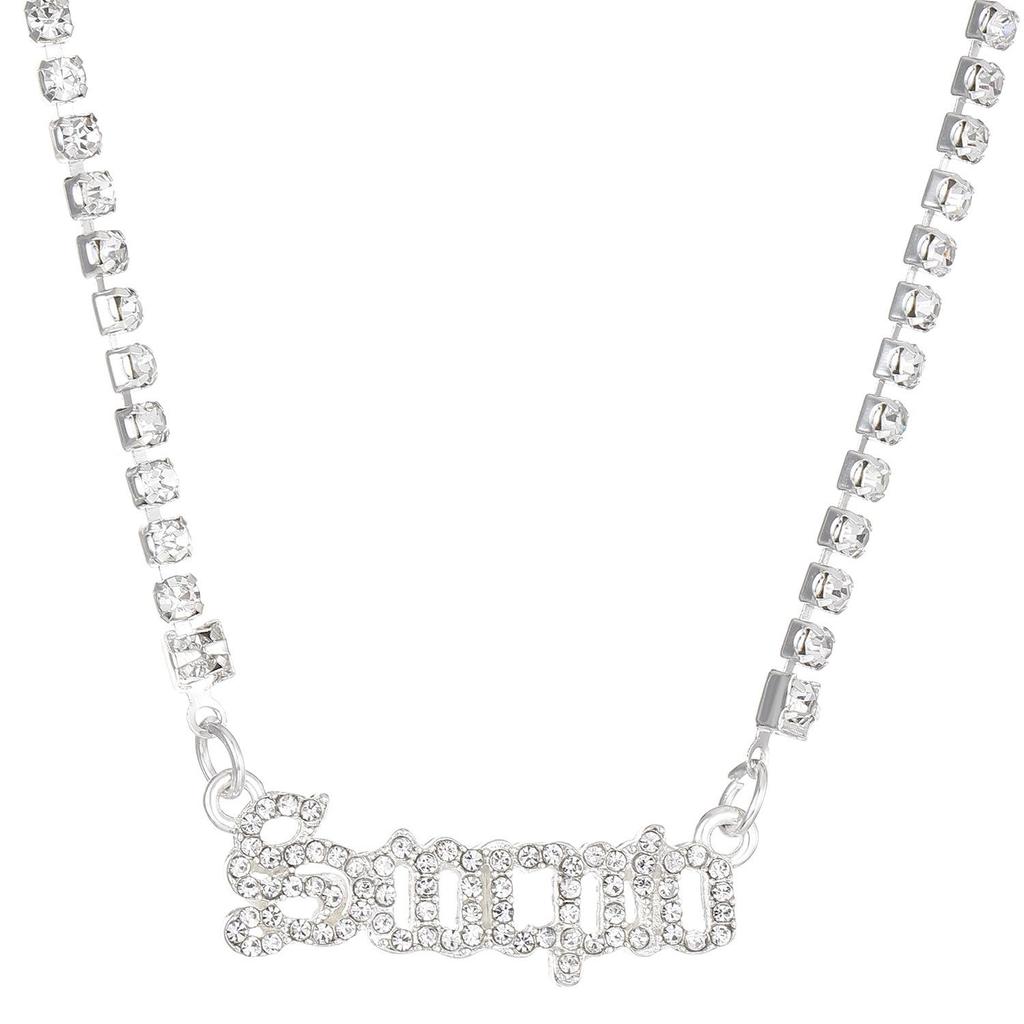Fashion Twelve Zodiac Super Flash Rhinestone Inlay Necklace Sweater Chain Pendant