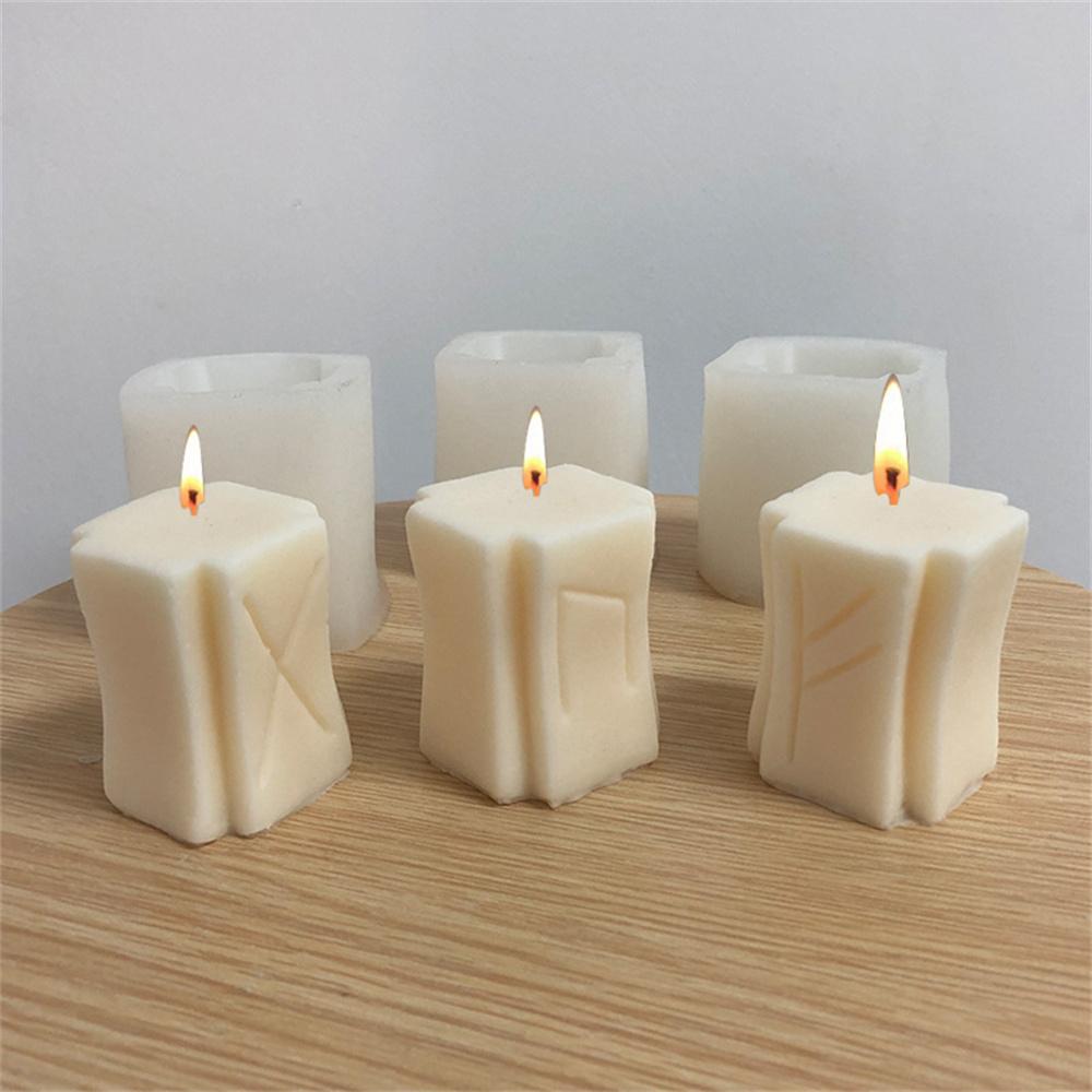 Futhark Letters Candle Silicone Mold RUNE DIY Handmade Art Candle Gypsum Soap Birthday Cake Decoration Baking Supplies Mold
