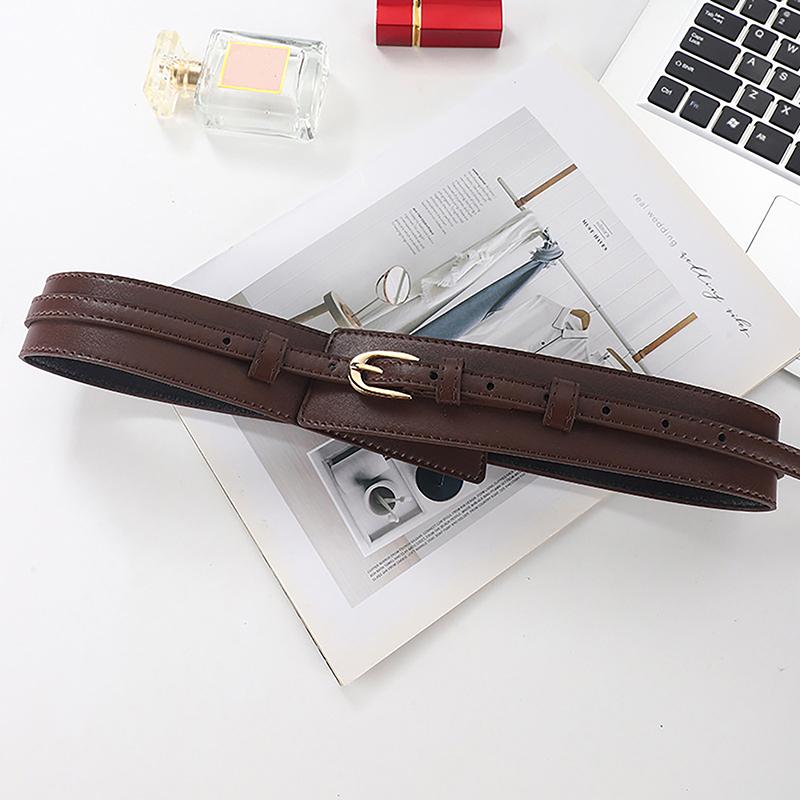 Simple Pu Leather Detachable Girdle  Pin Buckle Wide Waistband Vintage Coat Dress Belt For Women Clothes Decoration