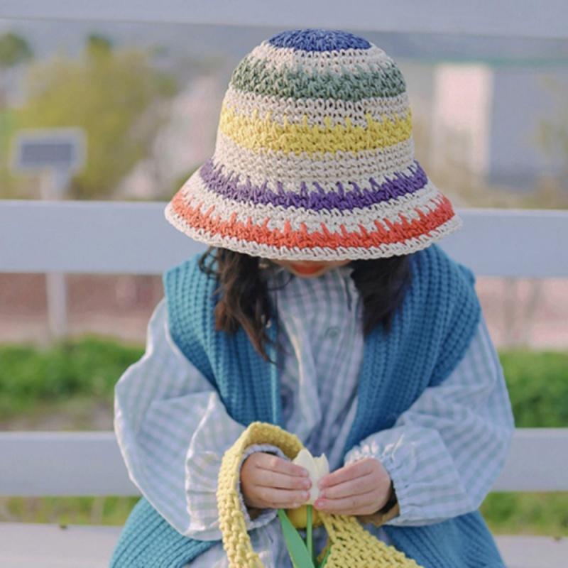 Baby Girl Hat Sun Hat Children's Grass Hat Sunscreen Hat Multicolored Kids Hat
