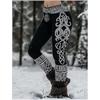 Vintage 3D kötött leggings nőknek gótikus mintával magas derék szűk nadrág Y2K punk utcai viselet rugalmas karcsúsított nadrág