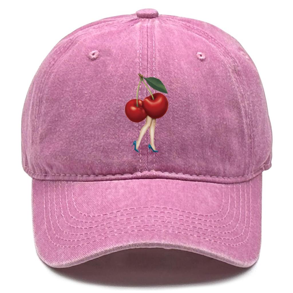 Kirsche High Heels Print Snapback Sonnenhut, Frucht Trucker Cap Solider Roher Schirm Sonnenschutz Sonnenblende Verstellbare Baseballkappe