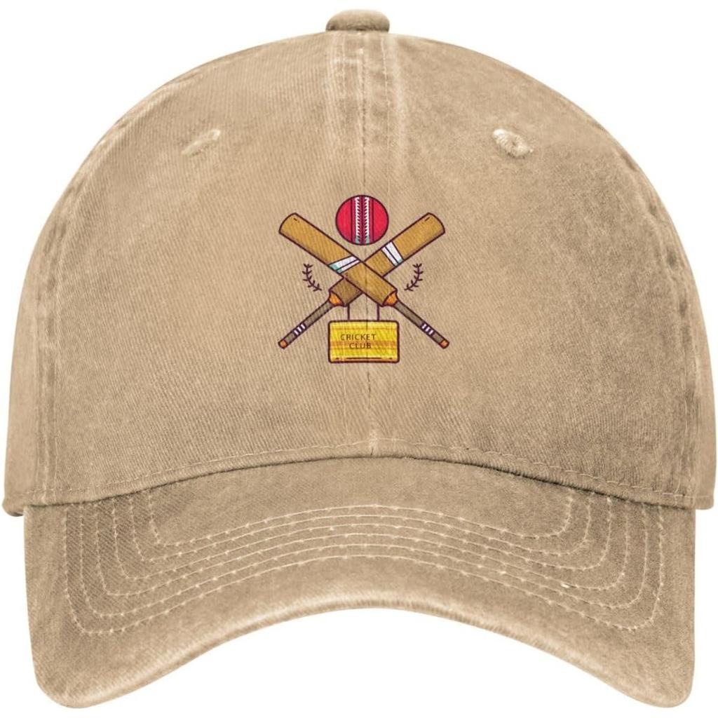 Cricket Club Logo Baseball Cap Vintage Washed Cotton Adjustable Dad Hat for Unisex