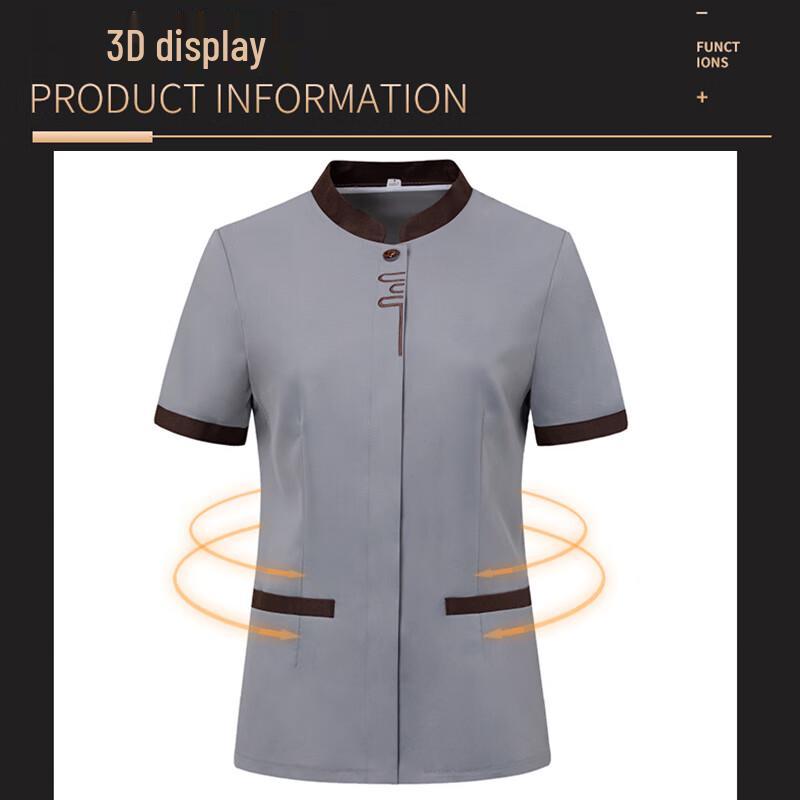 Summer Short-Sleeve Breathable Cleaning Uniform Top