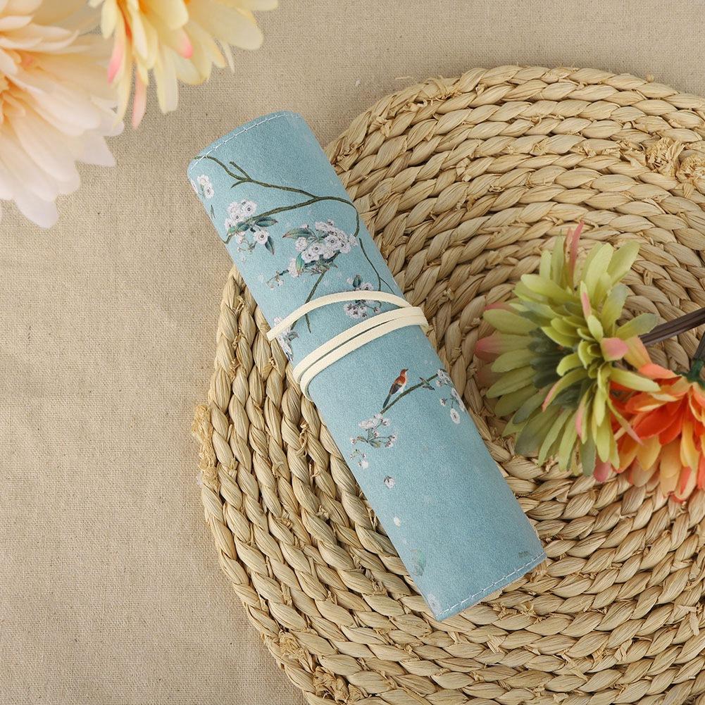 Chinese Oude Retro Stijl Grote Capaciteit Pennen Etui Opvouwbaar Antiek Koffer Bloemen