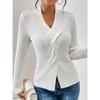 Women S Long Sleeve Solid Slim Fit Sweater With Ribbed Hem