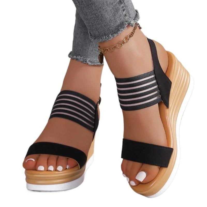 Summer Lightweight Platform Sandals Plus Size Color Blocking Sole Durable Casual Commuter Shoes for Women Export Quality