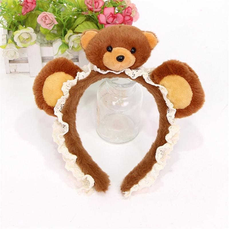 Soft Plush Lace Bear Headwear For Kids Comfortable Hairband Lightweight Hair Accessory For Sensitive Skin