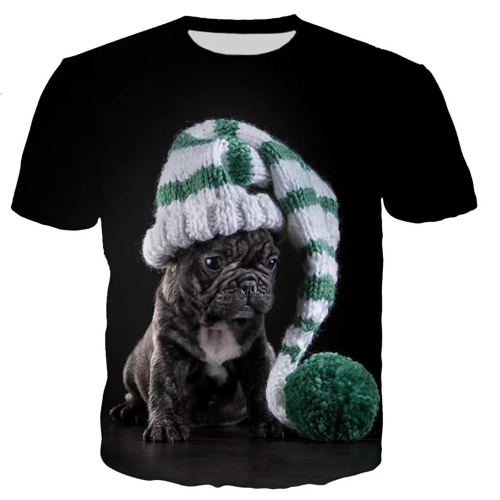 Sommer Rundhals Französische Bulldogge 3D Druck Top Modisch Lässig Kurzärmelig Herren und Damen Unisex T-Shirts