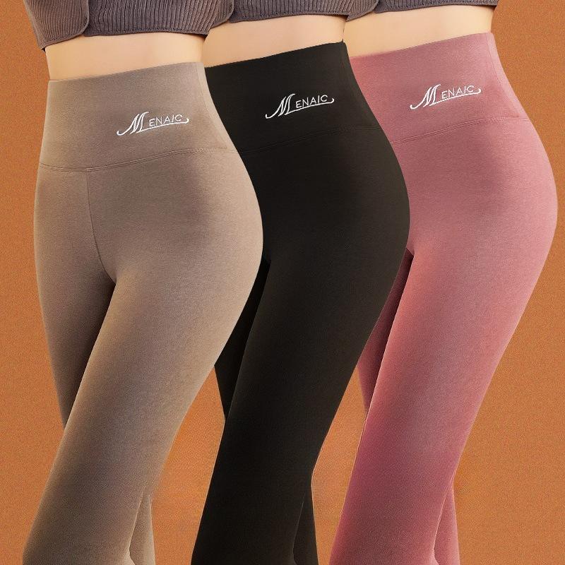 Leggings Double Brushed Thermal Underwear Comfortable Warm Cotton Pants Women Outdoor Wear High Waist Ankle Length Fleece Lined Trousers