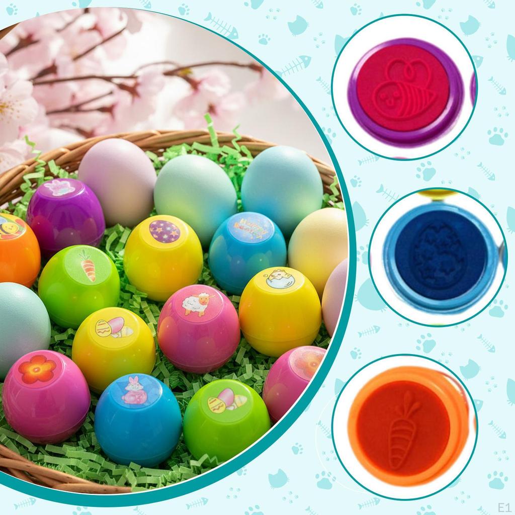 12Pcs Easter Egg Stampers Toys Basket Stuffers Fillers Lightweight Self Ink Stamp Stamps for
