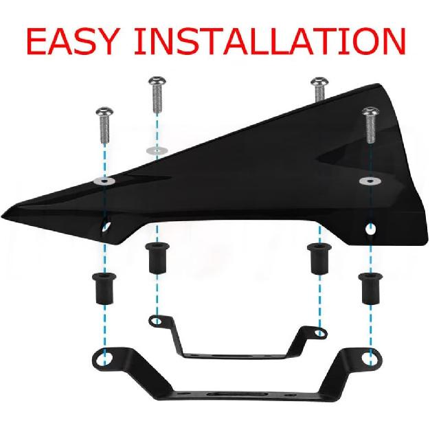 Evomosa Motorrad Windschutzscheibe Sport-Visier Passend für MT-03 MT03 MT-25 MT25 2013 2020 2021 20-21 (Schwarz)