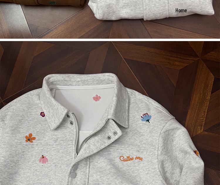 2025 Herbst Guochao Herren Blumenstickerei Retro Hoodie Jacke