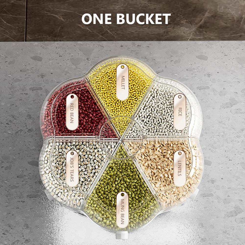 360° Rotating Grain Dispenser Rice Barrel Bulk Cereal Separated Jar Sealed Insectproof Rice Tank Kitchen Food Storage Container