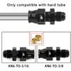 6AN Male Flare To 3/8" Fuel Hardline Tube Fitting Adapter Connector Aluminum Alloy Black Anodized 2Pcs