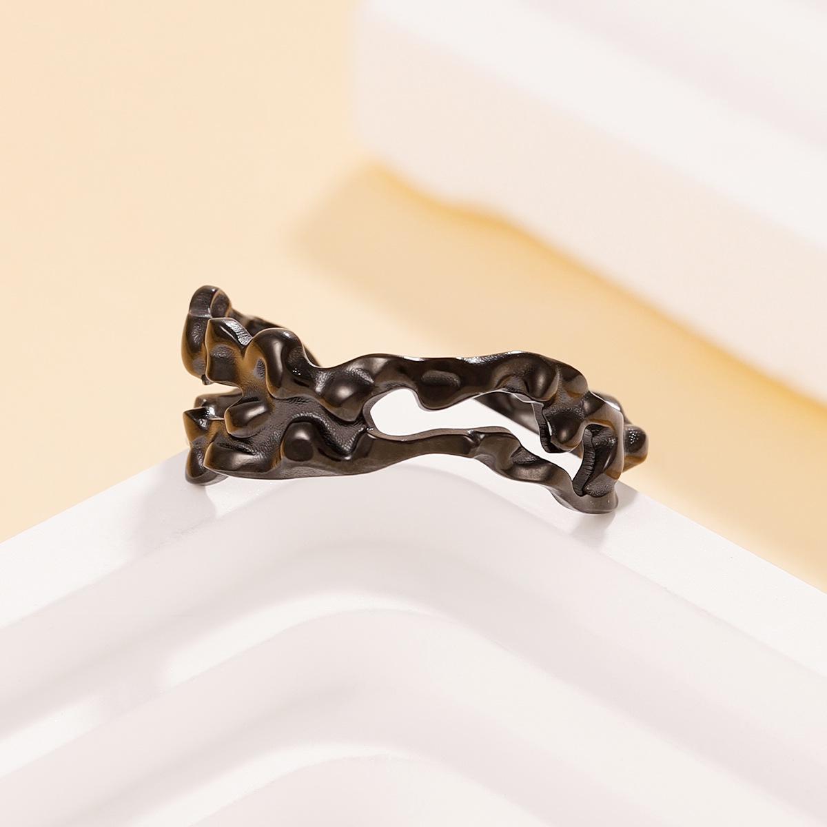 Cross Punk Stainless Steel Snake Ring - Retro Dark Style Adjustable Finger Jewelry