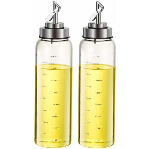 Leak-proof, dust-proof glass oil bottle, oil pot, soy sauce bottle, and vinegar bottle for home kitchen use, 500ml
