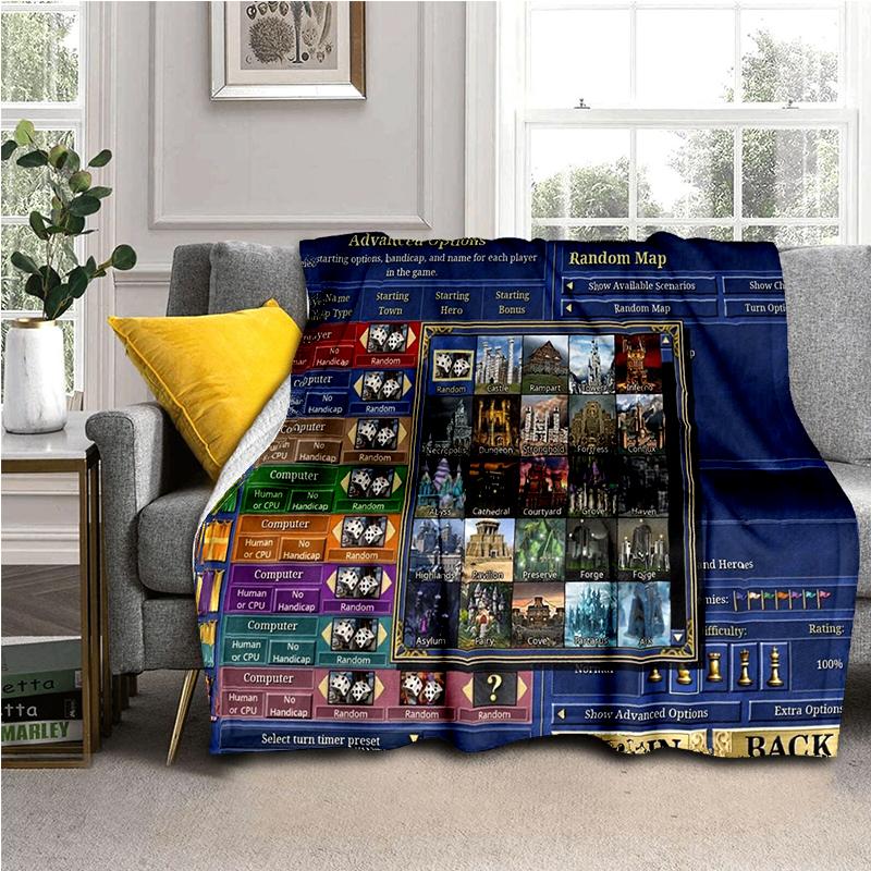 2025 New Style HOMM3 Heroes of Might and Magic Map Treasure Chest Blanket,Soft Throw Blanket for Home Bedroom Bed Sofa Travel 75x90cm( 29x35in )