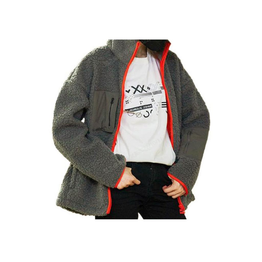 PUMA Solid Color Logo Embroidered Fleece Long Sleeve Jacket Unisex Outerwear Gray 929820-02