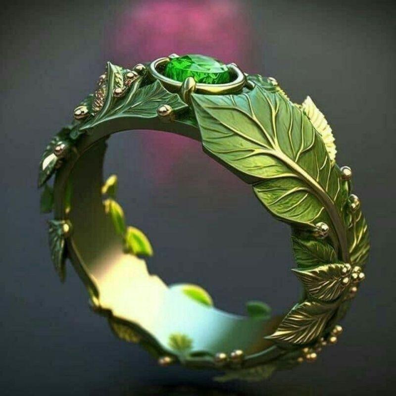 

Creative Inlay Green Color Leaf Shape Zircon Ring For Women Birthday Accessories Gifts Custom Jewelry 6