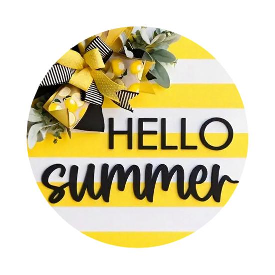 Lemon Welcome Door Sign Hello Summer Wooden for Front Door Hanging Sign Farmhouse