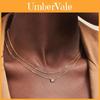 Geometric Double Layer Zirconia Necklace With Blue Square Pendant For Women