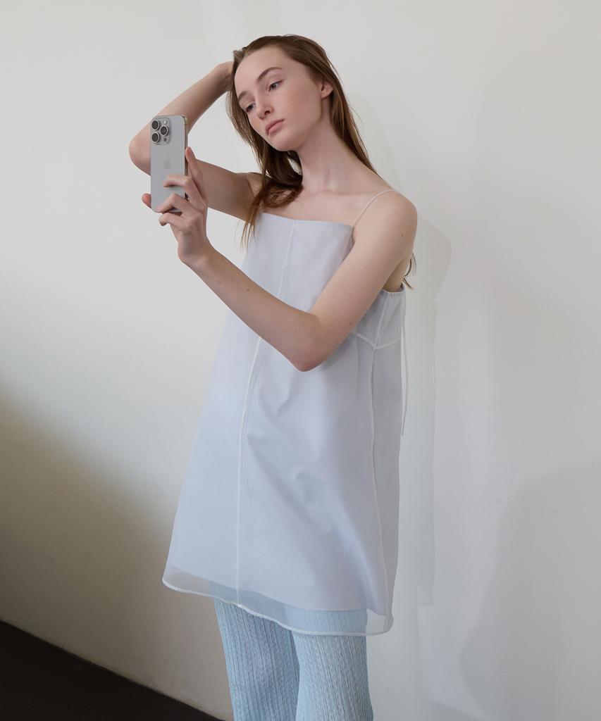 Leuba Layered Sheer Slip Dress - Powder Blue