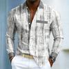 Men's High-quality Long Sleeved Shirt with White and Blue Contrasting Colors, Trendy Business Casual Long Sleeved Slim Fit Shirt