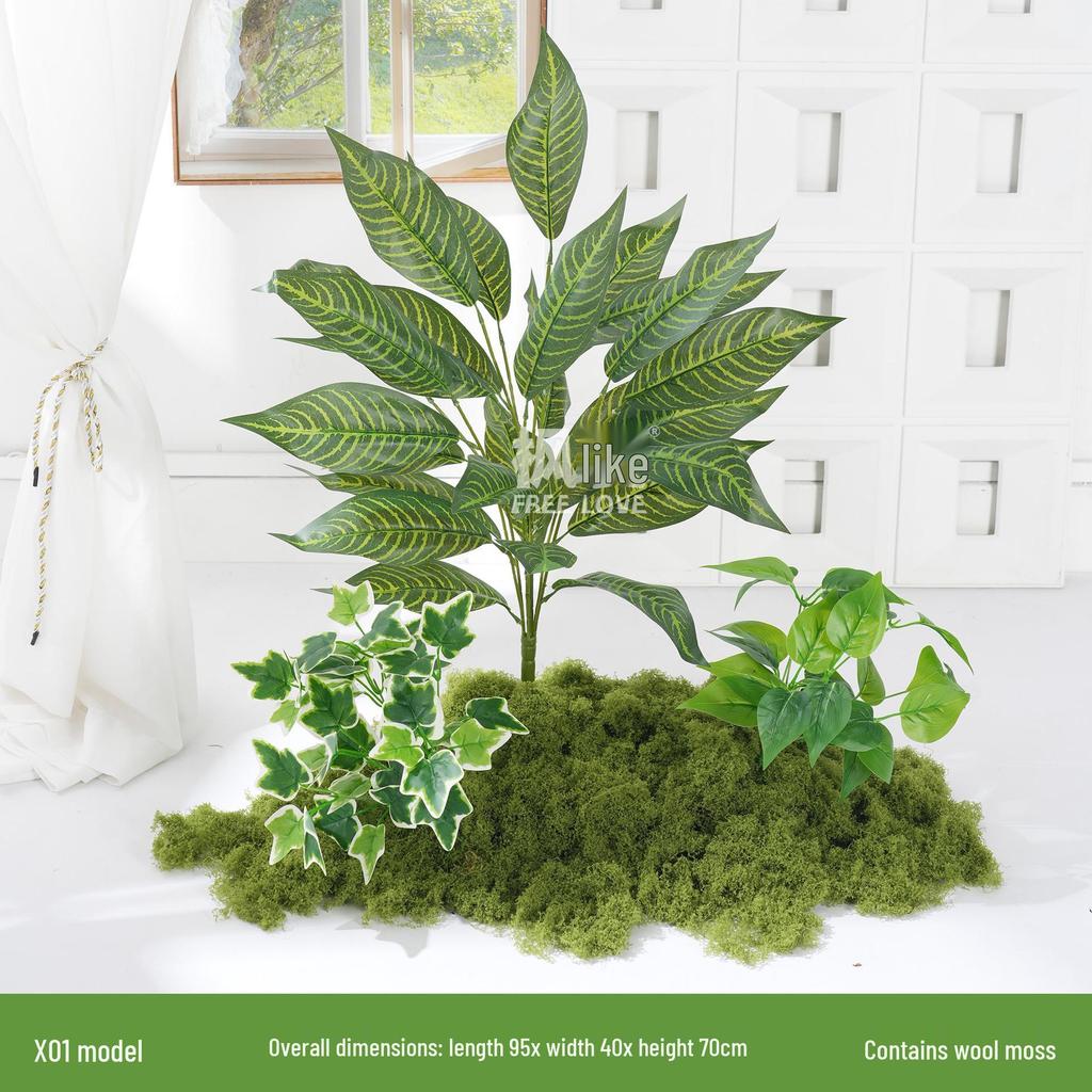 Luxury Faux Green Plant and Flower Decor - Indoor Moss and Grass Clusters for Elegant Landscaping.