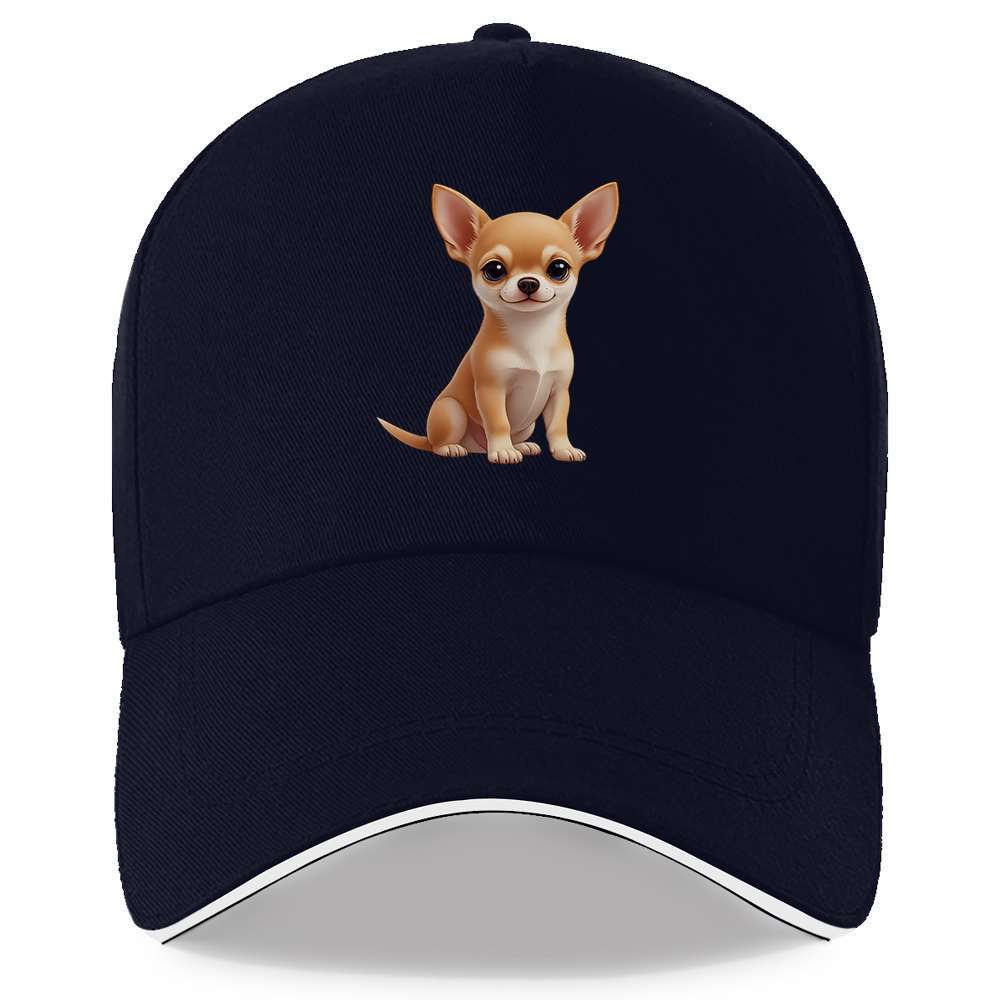Cute Chihuahua Puppy Print Baseball Cap Polyester Adjustable Summer Dog Lover Gift Running Gym Headwear