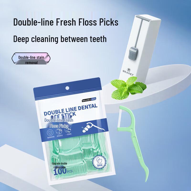 GRAREY Dental Floss Picks & Portable Dispenser Set