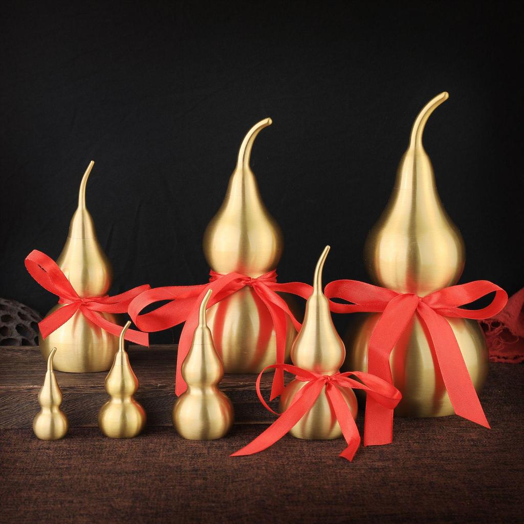 Exquisite Brass Gourd Handicraft Ornaments with Brushed Surface