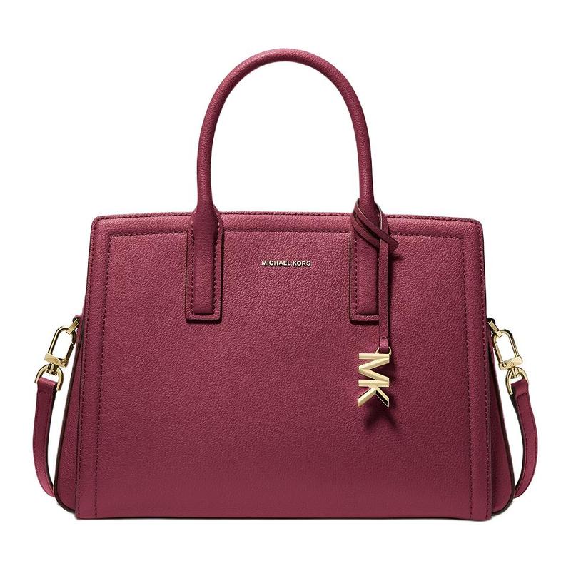 MICHAEL KORS Laila gold metal logo leather tote medium women s mulberry золотой