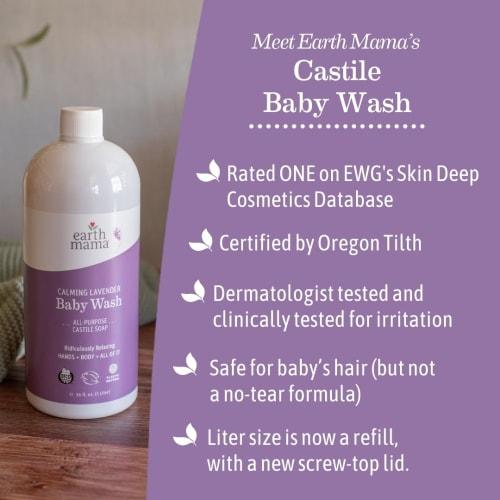 Earth Mama Angel Baby, Calming Lavender Shampoo & Body Wash, Lavender Vanilla, 34 Fl Oz (1 L)