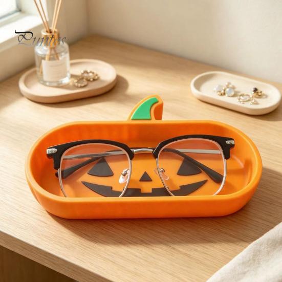Desk Accessories for Office 3D Printed Pumpkin Glasses Storage Tray, Decorative Desktop Organizer Halloween Home Decor Sunglasses Keys & Jewelry,