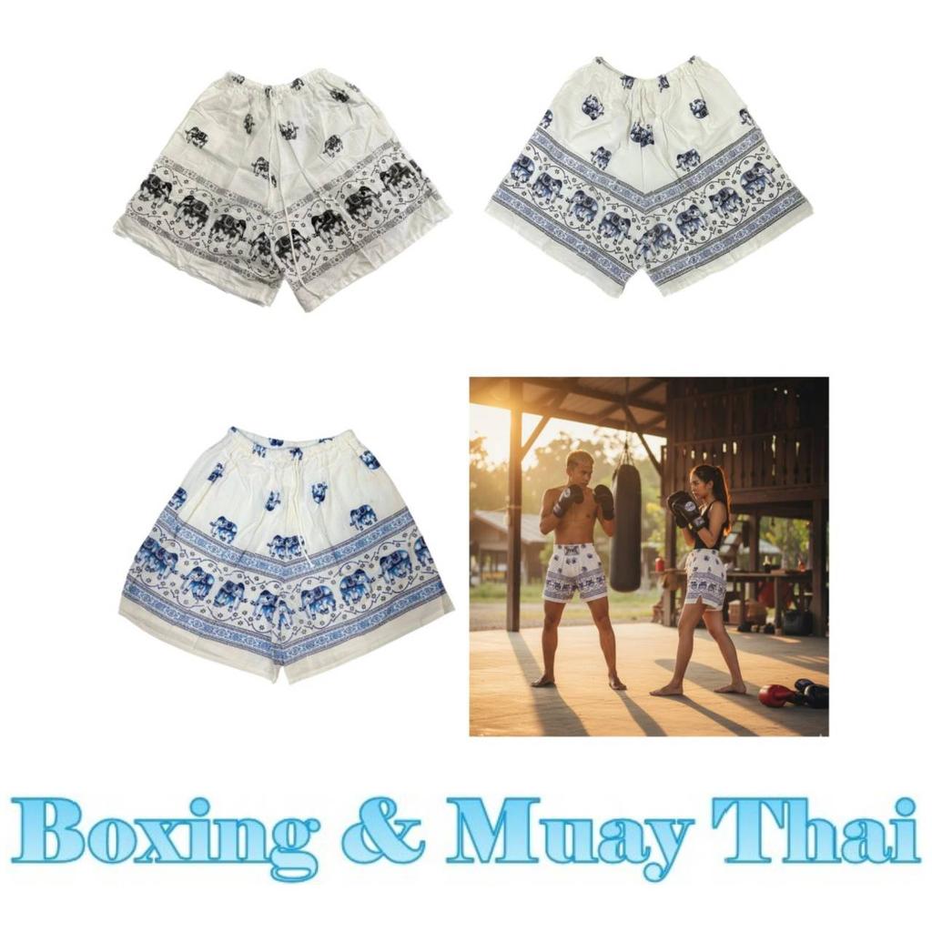 Cotton Elephant Pants Pattern Boxing Muay Thai Shorts Training Kickboxing Print Quick Dry Martial Art Boxer Unisex Men Women Fitness Sport Gym Workout