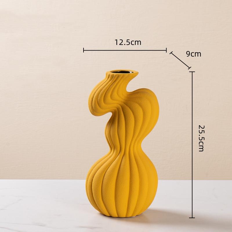 Ceramic Vase Geometric Twisted Stripes Abstract Flower Arrangement Accessories Flower Vase Home Decoration Accessories