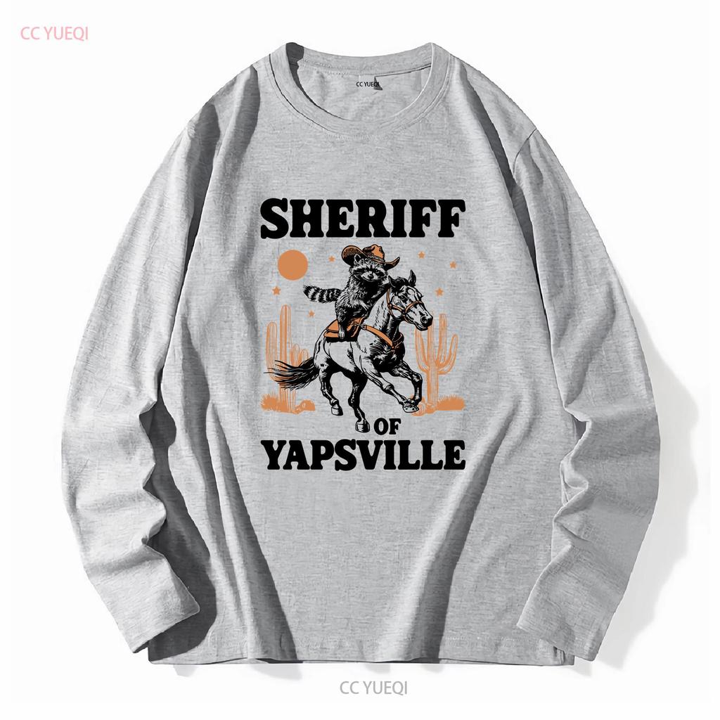 Sheriff Of Yapsville Racoon T Shirt Funny Western Cowboy Trash Panda Retro 90s Weirdcore Meme Cowgirl Clothing vintage Washed