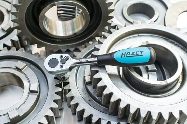 HAZET Reversible 20 115mm Length Japanese 863P Ratchet, Blue/Black/Gray, 2-Component Handle, 6.35mm (1/4 inch) Drive, Teeth, [Official Import]
