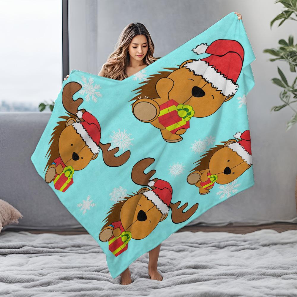 TU Lion Christmas Blanket Cute Animal Throw Cozy Kids Gift Festive Holiday Decor Soft Warm Bedspread Home Decoration Gift