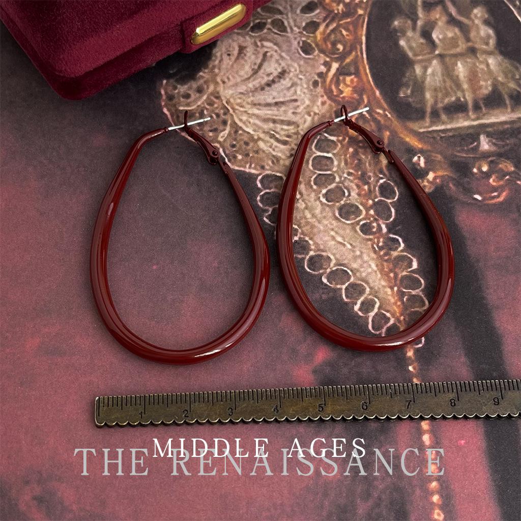 Ретро бордовые овальные серьги-капли воды литературные серьги в гонконгском стиле преувеличенные серьги