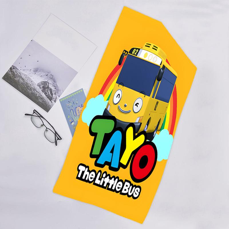 1pc Tayo The Little Bus2 Beach Towel, Beach and Seaside Swimming Pool Equipment, Fashion Pattern, Rectangular, Travel Essentials