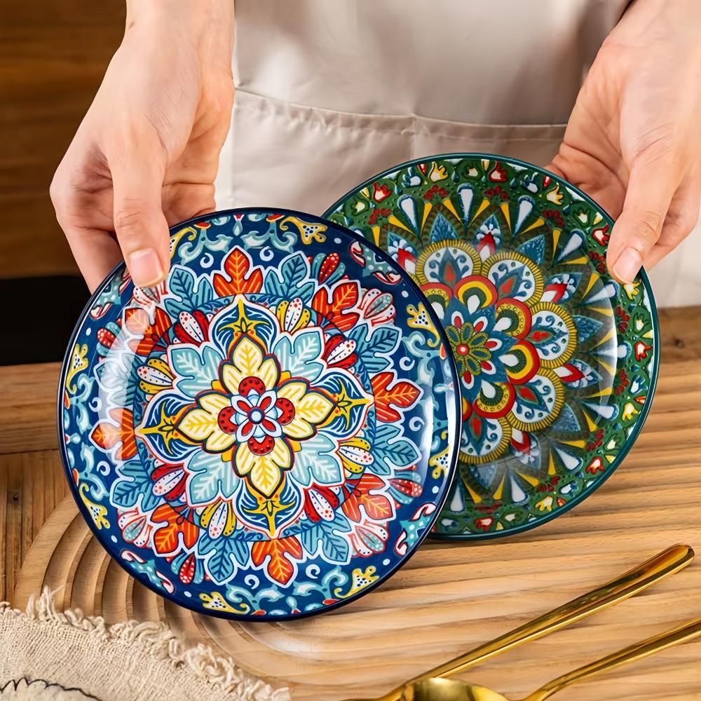 6.3-inch Ceramic Bohemian Style Restaurant Kitchen Serving Appetizer Plates, Fruit Plates, Salad Plates, Hotel Bone Plates
