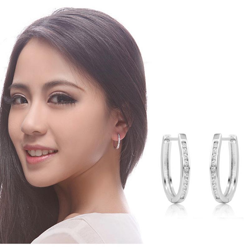Jin Jiahua Hong Kong Fashion Silver-Plated Diamond Hoop Earrings